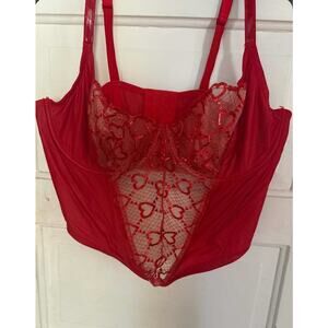 Red Bustier Coset Heart Valentine's Day Lingerie Size 2X Savage X-Fenty
